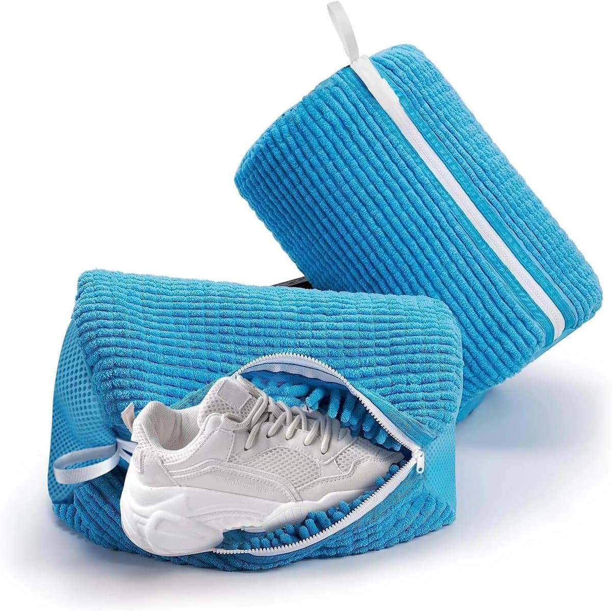 Schoenenwaszakken voor de wasmachine - 2 stuks ademend en chenille, ideaal voor het reinigen van schoenen — afbeelding 1