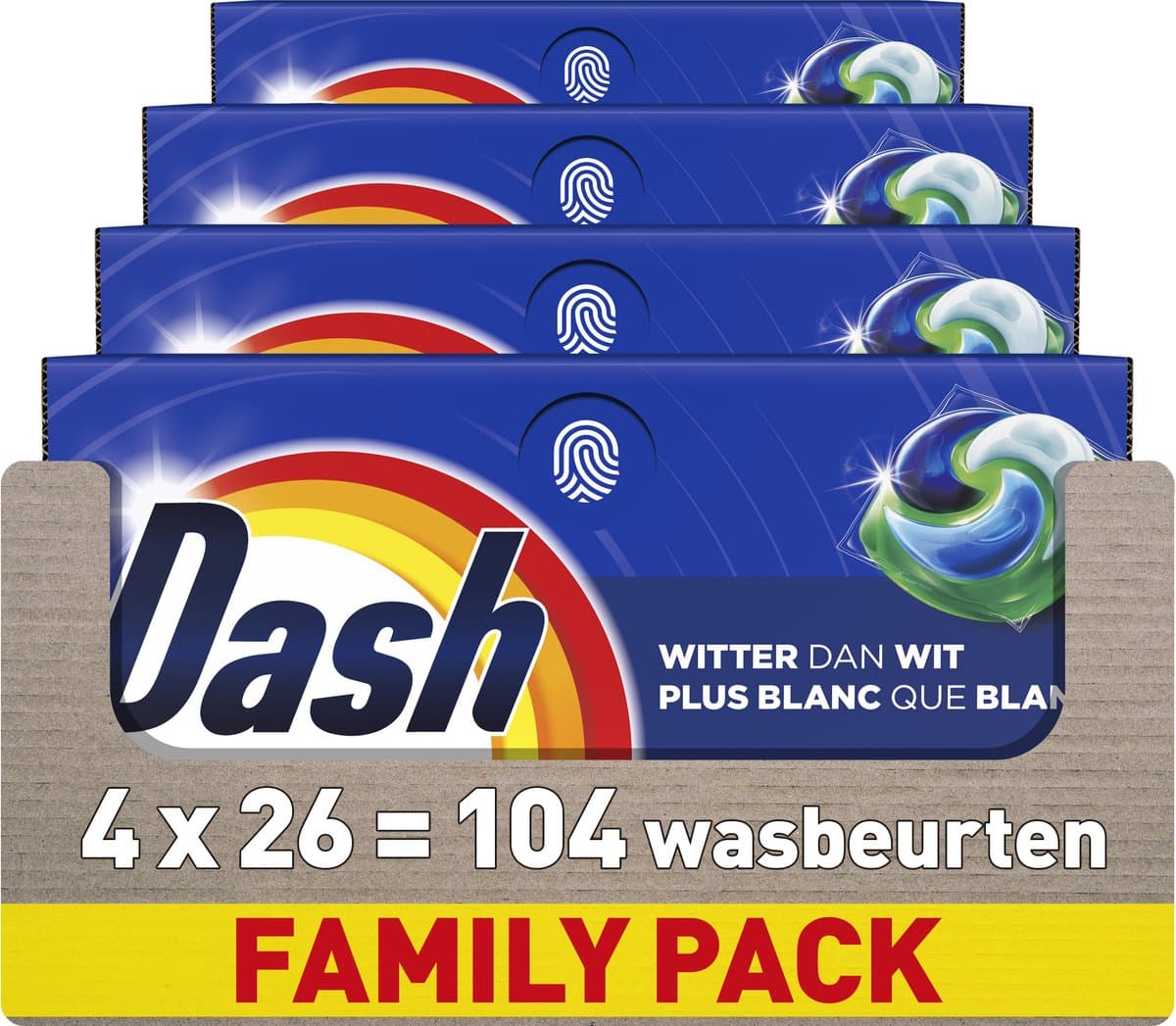 Dash Wasmiddel Pods® - Witter dan Wit - 4 x 26 Wasbeurten — afbeelding 1