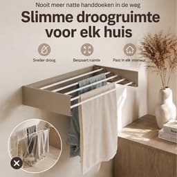 Beige wanddroogrek - 80cm 4 meter drooglengte - inklapbaar - wasrek hangend - droogrek uitvouwbaar — thumbnail 5