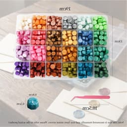 Set van 600 Wasbolletjes met Transparante Deksel en Pincet, 24 Kleuren voor Verzegelen van Uitnodigingen, Enveloppen en Cadeauverpakking, Perfect voor DIY Projecten — thumbnail 2