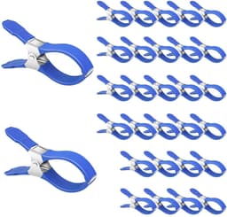 Zeilklemmen - 30 Stuks - Grote Windvaste wasknijpers - 12 × 2 × 6,5 cm - RVS - Clips Voor Zwembadafdekkingen - Gordijnclips - Dekzeil Klemmen - Kledingclips - Geschikt Voor Het Drogen Van Dekbedden, Sokken, Kleding En Zwembadafdekkingen - Blauw — thumbnail 1