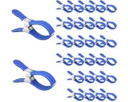 Zeilklemmen - 30 Stuks - Grote Windvaste wasknijpers - 12 × 2 × 6,5 cm - RVS - Clips Voor Zwembadafdekkingen - Gordijnclips - Dekzeil Klemmen - Kledingclips - Geschikt Voor Het Drogen Van Dekbedden, Sokken, Kleding En Zwembadafdekkingen - Blauw