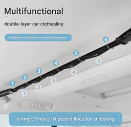 Multifunctionele Waslijn - Reislijn Ophangsysteem - Kleding Drogen - Verstelbare Lengte - 87 tot 130 cm - Zwart — thumbnail 5