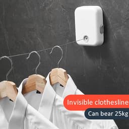Intrekbare Waslijn - Droogtouw Wandmontage - Kleding Drogen - Verstelbare Lengte - 4.2 Meter - Geel — thumbnail 5