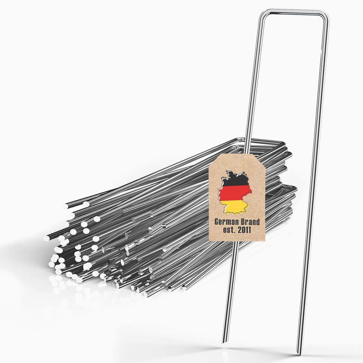 Intirilife 50 x grondanker 200 x 25 x 3,4 mm van gegalvaniseerd roestvrij staal - onkruidvliesbevestiging grondnagel grondbeugel — afbeelding 1