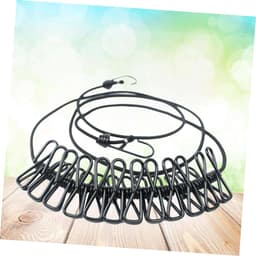Kledinglijn Set - Reis Waslijn - Buiten Droge Kleding - Met Clips - 2 Stuks - Zwart — thumbnail 2