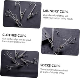 Opbergclips Roestvrij Staal - Wasknijpers Hangers - Huishoudelijk Gebruik - Veelzijdig Inzetbaar - 25 Stuks - Zilver — thumbnail 5