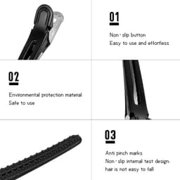Haarspeld Krokodil - Eendenbek Clips - Haar Stylen - Antislip Tandstructuur - 12 Stuks 10 cm - Zwart — thumbnail 3
