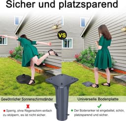Parasol Grondanker - Parasolhouder Bodem - Terras Stabiliseren - Ruimtebesparend Inbouwmodel - 40 cm Hoog - Donkergrijs — thumbnail 3