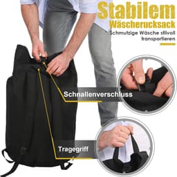 SnelShoppen - XXL Travel Laundry Bag 115L Vuilwaszak met 2 Gevoerde Schouderbanden Waterproof Opvouwbare Waszak voor Vakantie, Camping, en Thuisgebrui — thumbnail 3
