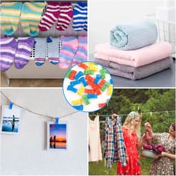 Pack van 40 Multicolour Plastic Sok Clips met Haakjes - Kleine Antislip Sok Clips voor Droger en Hangende Sokken - Schattige Sok Clips en Wasknijpers voor Waslijn — thumbnail 3