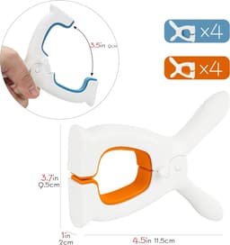 8 stuks Konijnenoortjes Strandstoel Handdoekclip - Wasknijpers - Unieke Wasknijper in Konijnenoortjes voor Strand - Zwembadfeest - Camping - Warmwaterbron ( Wit-Blauw en Wit-Oranje) — thumbnail 3