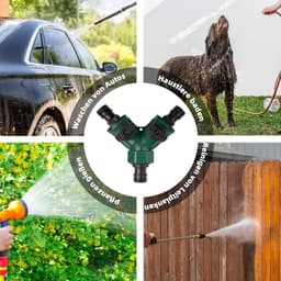 Y Stuk kraan splitter - 2 stuks - Y verdeler tuinslang - Waterverdeler 2-weg - Tuinslangaansluiting - Tuingereedschap - Waterverdeler Wasmachine en Vaatwasser - Voor gebruik in huis en tuin - Groen — thumbnail 2
