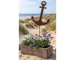 Decoratieve Tuinsteker - Maritiem Anker - Tuin Verfraaien - Unieke Roest Patina - 14 x 40 cm - Bruin