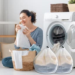 Set van 2 Draagbare Wasnetten met Trekkoord voor Kleding, Bedlinnen en Tafelkleedjes - Ideaal voor de Wasmachine — thumbnail 4