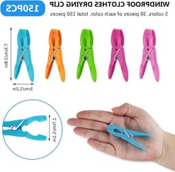 150 Stuks Wasknijpers Antislip, Vuilafstotend en Windbestendig voor Kleding Hangers en Racks — thumbnail 5