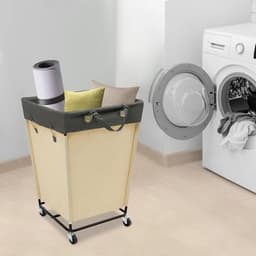 Calivari XXL Wasmand 210L op Wielen – Opvouwbare Wasmand – Premium Oxford Stoffen Laundry Basket – Lichtgeel — thumbnail 4