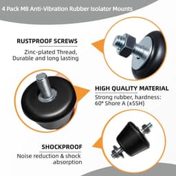 Rubberen buffer M8 (40 x 26 mm), 4 stuks - trillingsdemper voor airconditioning, warmtepompen en compressoren - anti-trillingsvoeten van rubbermetaal voor geluids- en trillingsvermindering — thumbnail 4