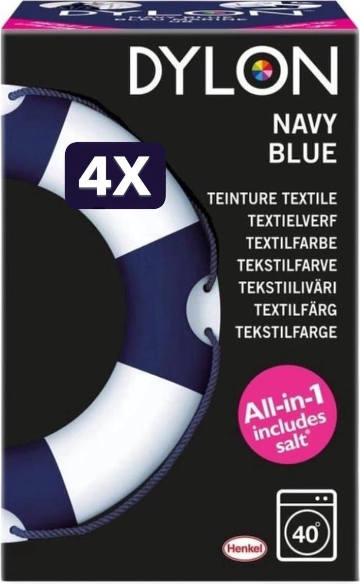 4 x DYLON Textielverf Navy Blue All-In-One — afbeelding 1