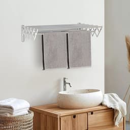 Opvouwbare Wanddroger met 7 Stangen voor Binnen en Buiten, Ideaal voor Badkamer en Balkon, Roestvrij Staal — thumbnail 3
