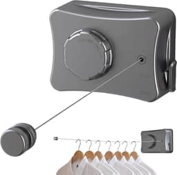 Verstelbare RVS Waslijn 5.1m - Uittrekbare Waslijn voor Binnen en Buiten, Ideaal voor Droog Kleding op Balkon en in de Wasruimte — thumbnail 1