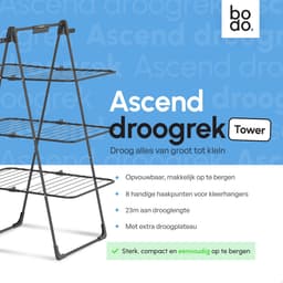 Bodo® Inklapbare Droogtoren – Staand Wasrek met 3 Niveaus - Zwart — thumbnail 3