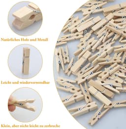 Dailygoody - Mini Houten Knijpers - Decoratieve Fotoklemmen - Set van — thumbnail 4