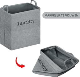 Dailygoody - Vouwbare Wasmand - 35L Capaciteit - Waterafstotend - Grijs - Ideaal voor Elke Kamer - Compact en Handig — thumbnail 3