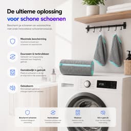 BOTC Schoenwaszak - Waszak voor schoenen - 2stuks - Herbruikbaar - Wasmachine&Droger - voor Sneakers en Tennisschoenen- Grijs/Blauw — thumbnail 2