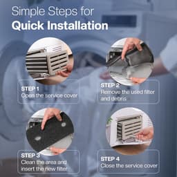 4-delige drogerfilterset, geschikt voor Miele T1-drogers (9164761), filter voor warmtepompdrogers, pluizenfilter, vervangend schuimfilter – voor Wasdrogers - Basisfilter - mat zwart — thumbnail 4