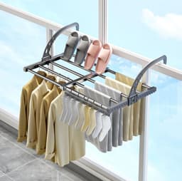 HEZIVO® Wasrek Hangend Trapgat - Droogrek Ophangbaar - Voor Radiator, Deur, Balkon - Uitschuifbaar — thumbnail 1
