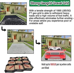 Grondrooster Stabilisator - Grind Stabilisator - Oprit Aanleggen - Hoge Zijdelingse Beperking - 4 x 7 Meter - Zwart — thumbnail 4