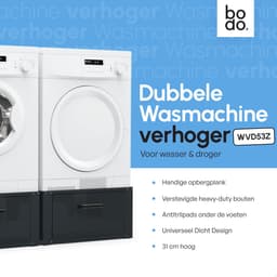 Bodo® - Wasmachine Verhoger - Dubbel - Kast - Ombouw met Lade - Zwart - 127x54x31cm — thumbnail 5