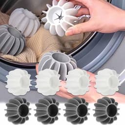 Wasmachine Ballen - Droger Ballen - Kleding Wassen - Anti-klit Ontwerp - 10 Stuks - Grijs en Wit — thumbnail 2