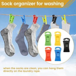 60 sokkenklemmen voor wasmachine en droger, sokkenklemmen met haken, sokkenhouder wasmachine, direct in de lade, eenvoudige installatie — thumbnail 4