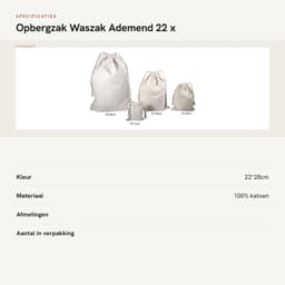 Dailygoods- Waszak Groot - Opbergtas - Waszakken voor Wasgoed - Multifunctioneel - Ademend - Katoen - 22 x 28 cm - Opbergzak — thumbnail 5