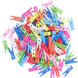 Houten Wasknijpers - Kleine Knijpers - Knutselen en Decoreren - Vochtbestendig Hout - 100 Stuks - Felgekleurd — thumbnail 3