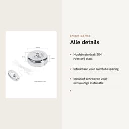 Dailygoods- Waslijndroger Roestvrij staal - Intrekbare Kledinglijn - Buitenkleding/Binnenshuis - Lijnlengte 2,8 m - Inclusief Schroeven - Lichtgewicht 240 g — thumbnail 4