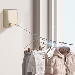 Uittrekbare Waslijn - Droogkoord Binnen - Kleding Drogen - Roestvrij Staal - 4.2 Meter - Goud — thumbnail 5