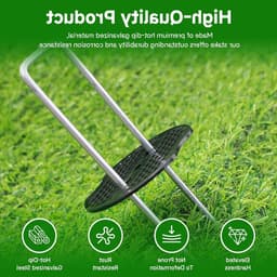 Set van 50 U-vormige grondankers, gegalvaniseerde pennen van 150 mm, ideaal voor tenten, onkruiddoek en kunstgras in de tuin — thumbnail 5