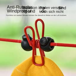 Reis Kledinglijn - Waslijn met Clips - Drogen van Kleding - Windproof en Antislip - Tot 3.7 Meter - Rood — thumbnail 2
