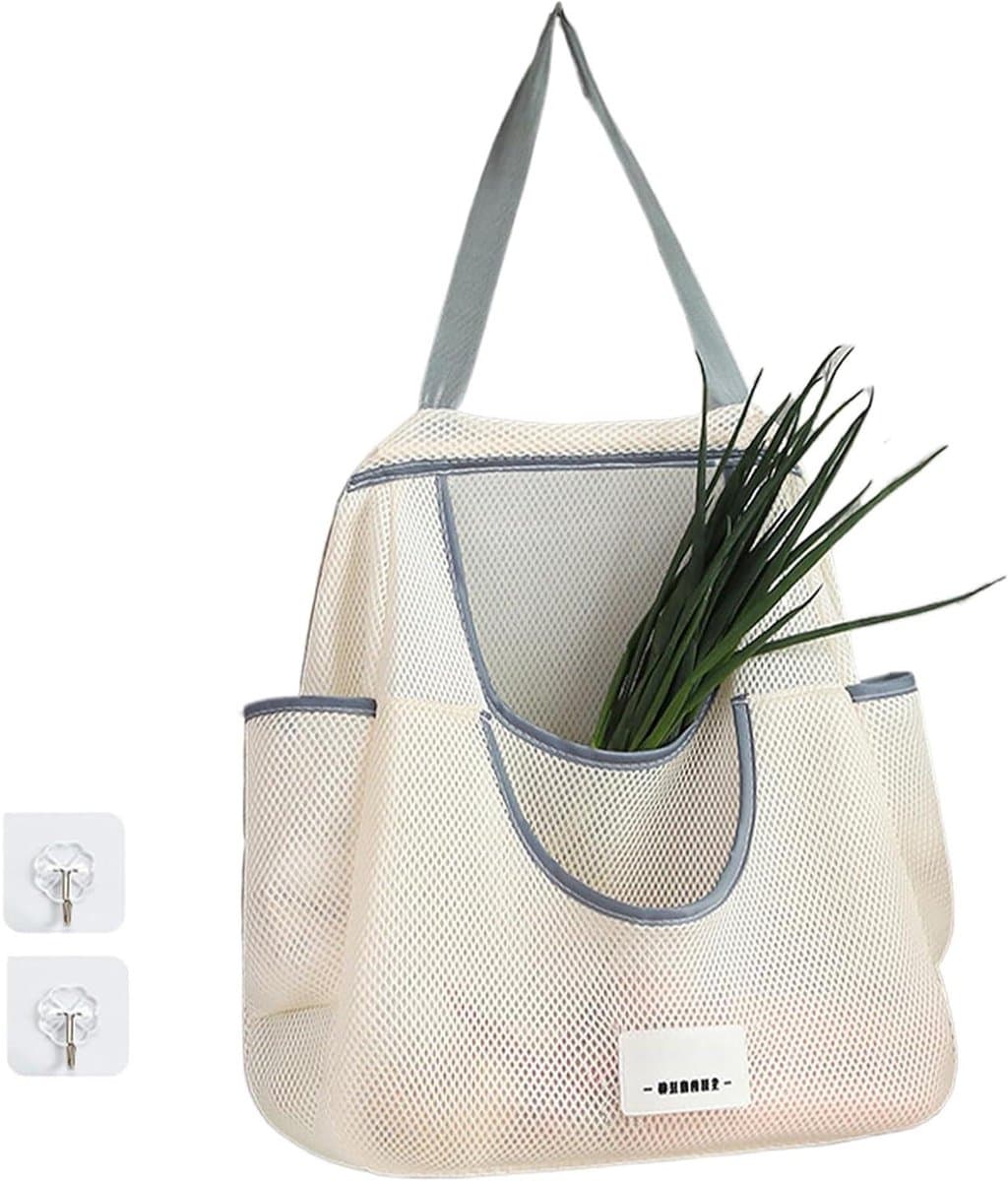Herbruikbare Net Tassen - Opbergnet Fruit - Keuken Opbergen - Verbeterd Ademend Vermogen - 45 x 10 x 40 cm — afbeelding 1