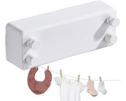 Uittrekbare Waslijn - Droogrek Dubbel - Kleding Drogen - Roestvrij Staal Kabel - 23 cm - Wit