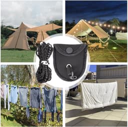Droogtouw Reiswaslijn - Waslijn Camping - Kleding Drogen - Winddicht Antislip - 350 cm - Zwart — thumbnail 5