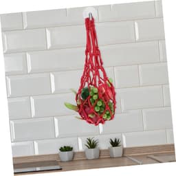 Hangende Voerzak - Fruithouder Netzak - Kippen Voeren - Wasbaar Polyester - 41X51CM - Rood — thumbnail 4