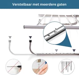 HEZIVO® Wasrek Hangend Trapgat - Droogrek Ophangbaar - Voor Radiator, Deur, Balkon - Uitschuifbaar 42-73 cm — thumbnail 5