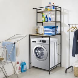 Velmio Wasmachine Kast - Was/Drogerkast - Wasmachine Rek - 3 Laags - Bruin/Zwart - Opbergrek Boven Wasmachine - 60×69×176,5 cm — thumbnail 4
