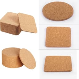 Set van 4 rond kurk onderzetters, 10 cm diameter, 5 mm dik, ideaal voor glazen, tafelonderzetters voor huis, kantoor en horeca — thumbnail 3