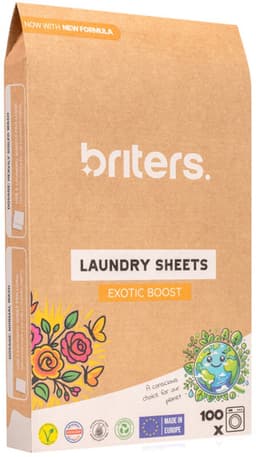 Briters Wasstrips Exotic Boost - 100 Wasbeurten - V-Label gecertificeerd (vegan) – Dermatest goedgekeurd (hypoallergeen) – biologisch afbreekbaar — thumbnail 1