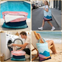 Reiswaszakken 46 x 58 cm - 2 stuks herbruikbare waterdichte zakken voor vuile was, badkleding en sportkleding met handvat en rits — thumbnail 5